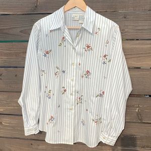 Embroidery Floral Button-Down Blouse